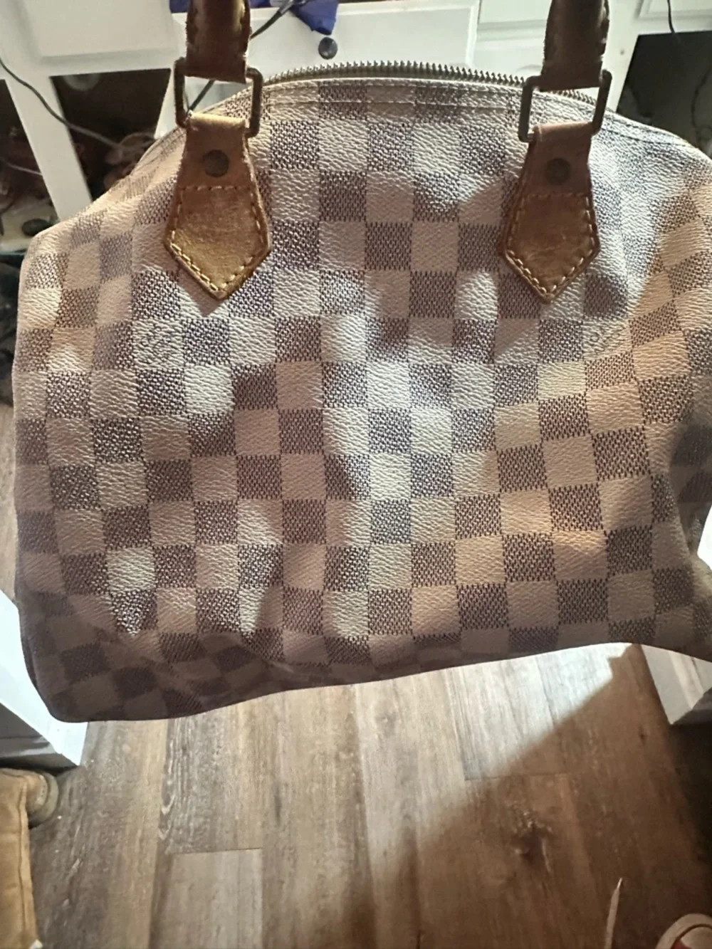 Louis Vuitton Damier Azur Canvas Satchel in Beige and Tan - Picture 2 of 2
